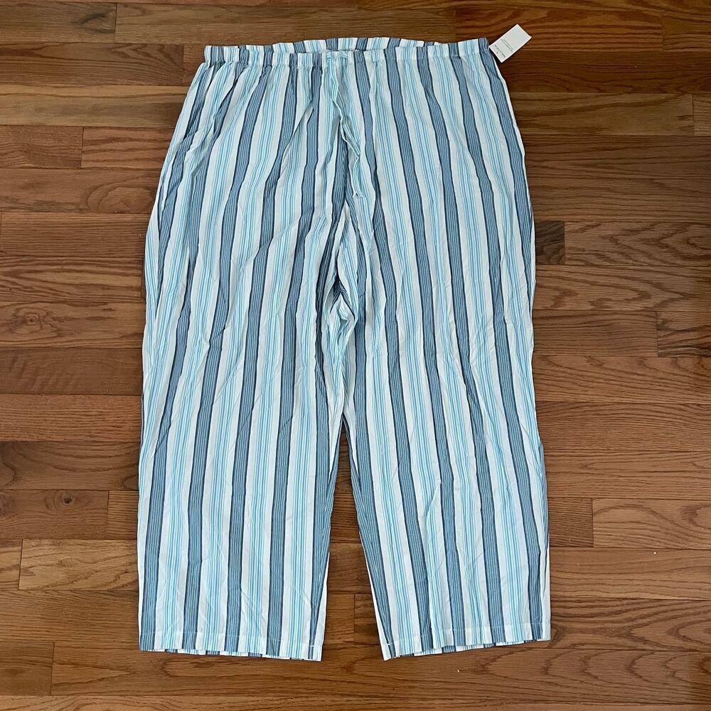 Nautica Womens 3X Sleepwear Pants Blue White Stripe Cotton Loungewear NWT